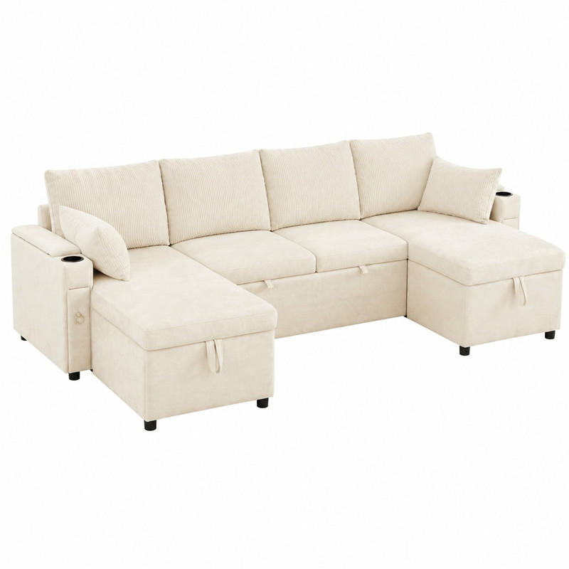 Meubliv Schlafsofa Beige 131x84x272 cm