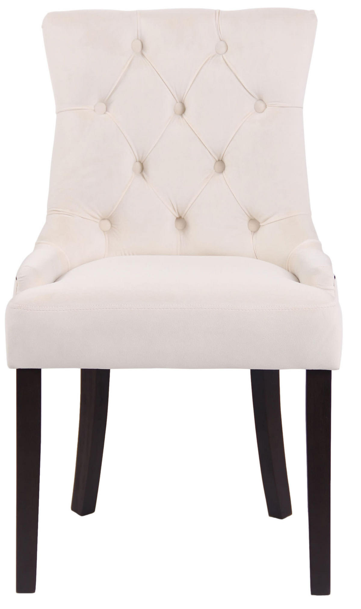 WOHNZIMMERSTUHL 4er Set Samt creme - Creme, Holz/Textil (55/92/58cm) - CLP