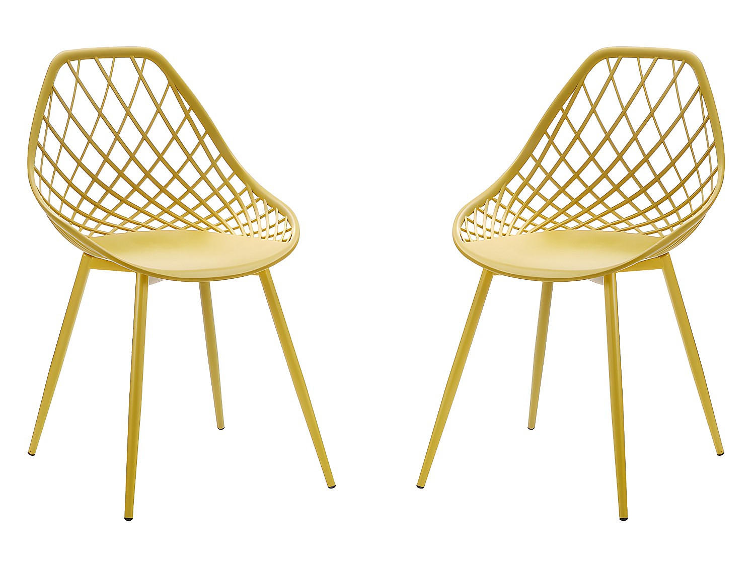 GARTENSTUHL - 54.5cm x 49cm - Polypropylen - senffarben - MALAGA - Gelb, Metall (54.5/84/49cm) - Vente-Unique