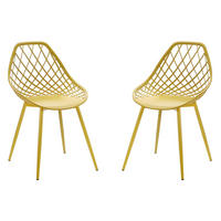 GARTENSTUHL - 54.5cm x 49cm - Polypropylen - senffarben - MALAGA - Gelb, Metall (54.5/84/49cm) - Vente-Unique