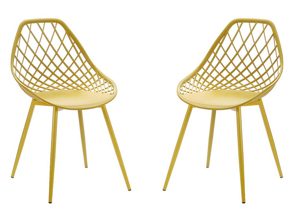 GARTENSTUHL - 54.5cm x 49cm - Polypropylen - senffarben - MALAGA - Gelb, Metall (54.5/84/49cm) - Vente-Unique