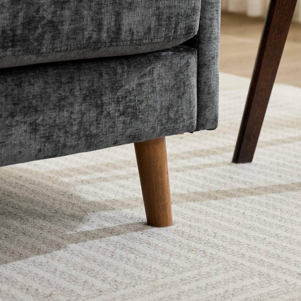 2-SITZER-SOFA aus schwarzem Chenille, kompakt und platzsparend - Schwarz, Textil (70/85/124cm) - Urban Meuble