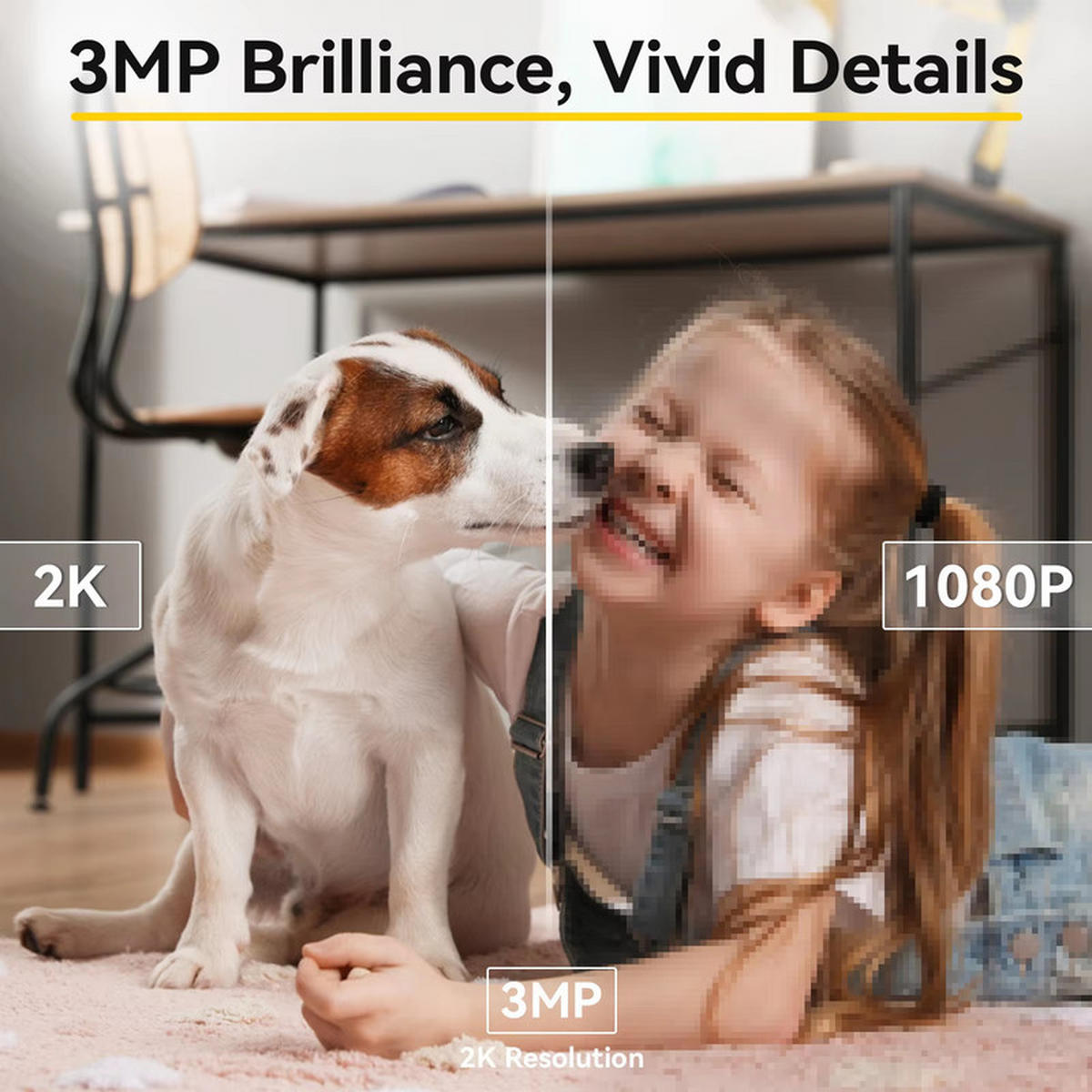 BABYPHONE 3MP WiFi Kamera 2.4G 5G Auto Tracking 24/7 Überwachung - Weiß, Kunststoff - Kaket
