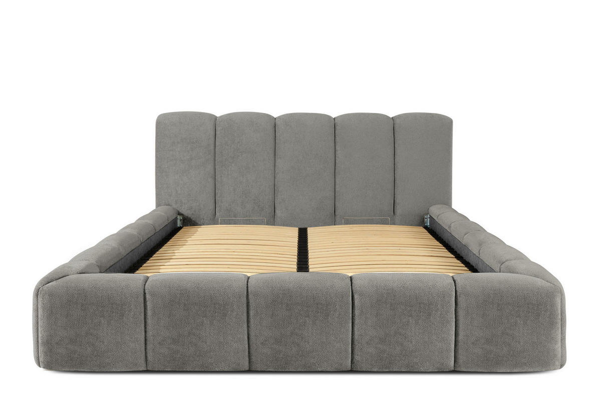 POLSTERBETT OLMIRA - Dunkelgrau/Schwarz, Holz/Holzwerkstoff (162/203cm) - KONSIMO®