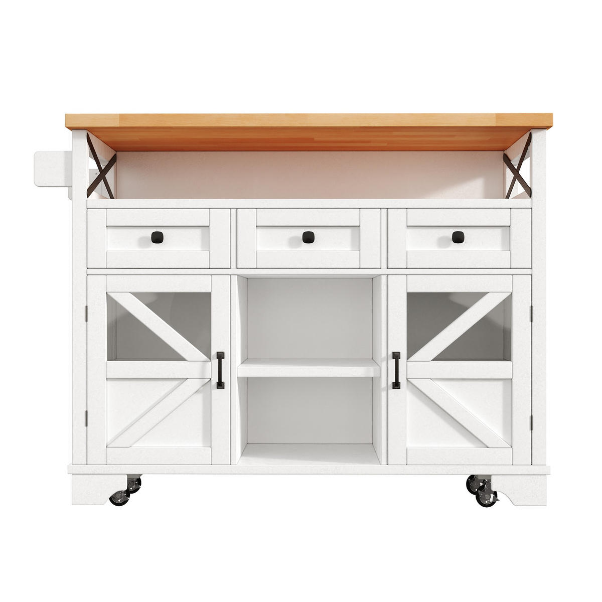 KÜCHENINSEL 120/43/98 cm Weiß aus MDF mit Klapptisch und LED - Weiß, Holzwerkstoff (120/98/43cm) - OKWISH