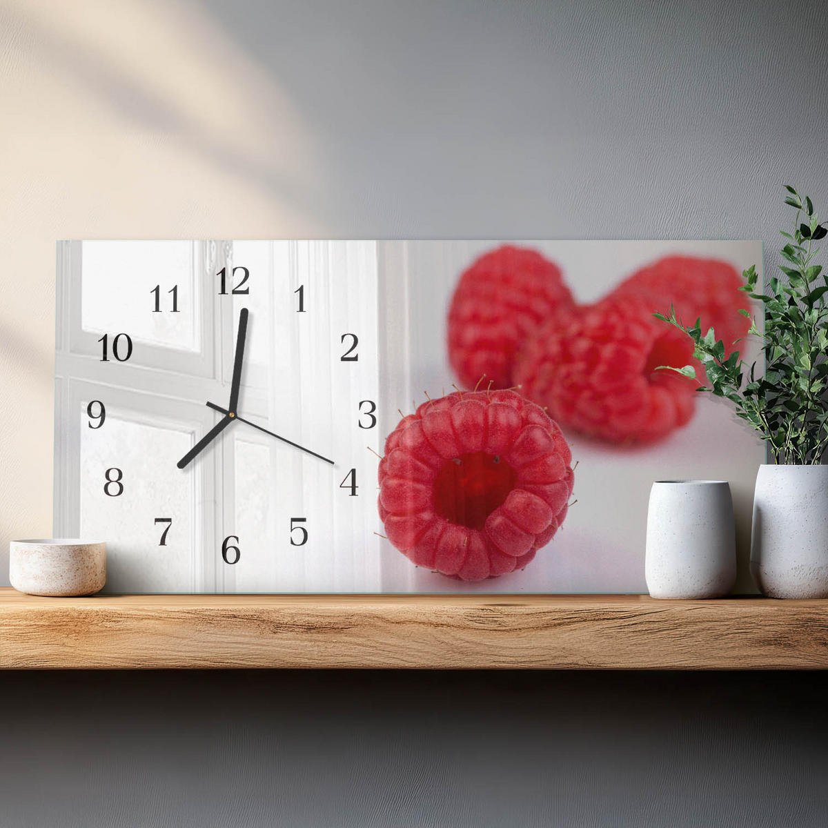WANDUHR 60x30 cm - Sonnenuntergang - Rot, Glas (60/30/0.4cm) - TULUP