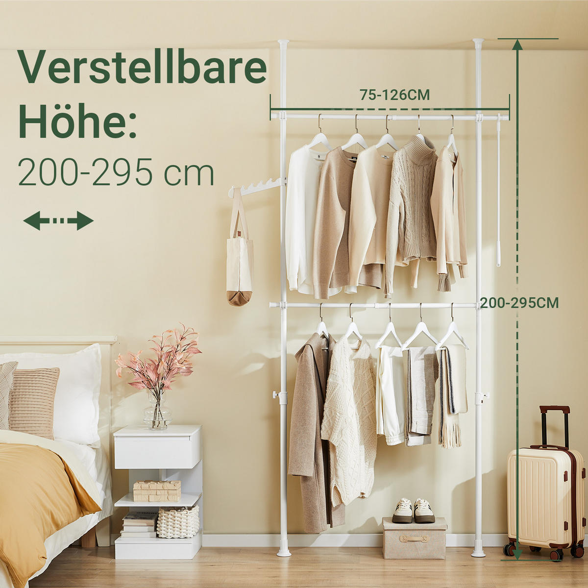 TELESKOP GARDEROBEN SYSTEM Weiß - Weiß, Kunststoff (113/285/1cm) - SoBuy