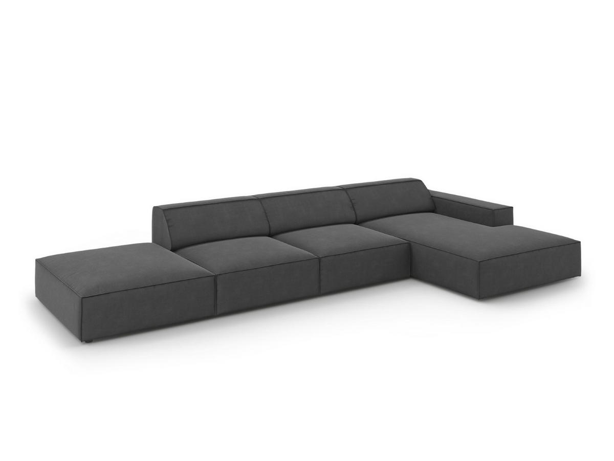 ECKSOFA rechts Jodie aus Samt grau 5 Sitzplätze - Grau, Textil (166/341cm) - Micadoni