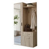 GARDEROBENSCHRANK mit Spiegel-mit Ablagen und Kleiderstange - Graubraun/Braun, Holzwerkstoff (97/195/30cm) - Idohome