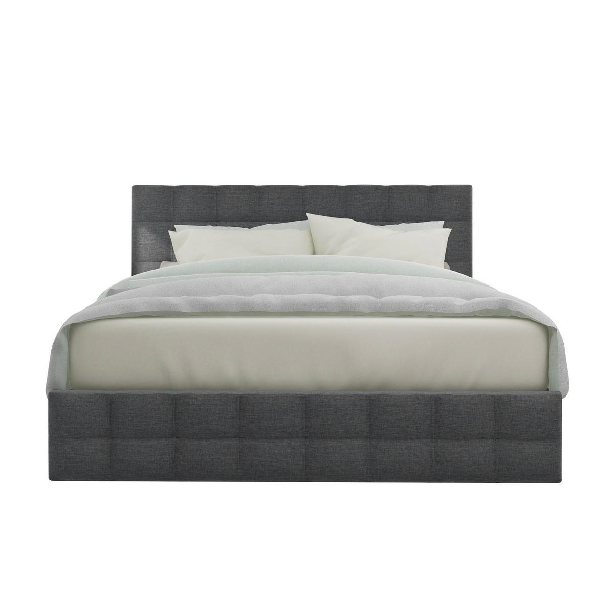 POLSTERBETT 140/200 cm mit 4 Schubladen, höhenverstellbarem Kopfteil und Lattenrost - Grau, Textil (140/200cm) - BEAOK