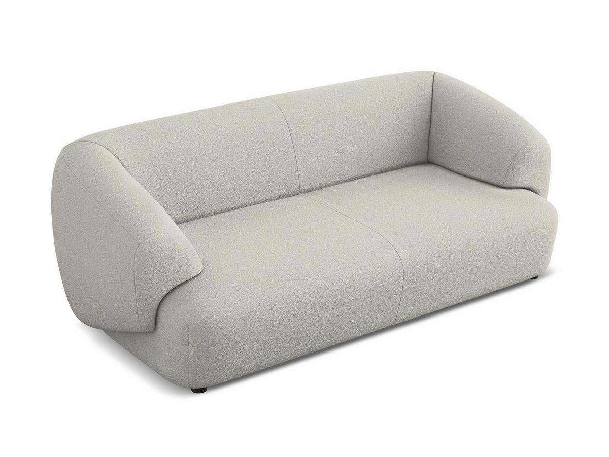 3-SITZER SOFA Bouclé Stoff Beige - Beige/Schwarz, Kunststoff/Textil (212/81/98cm) - Makamii