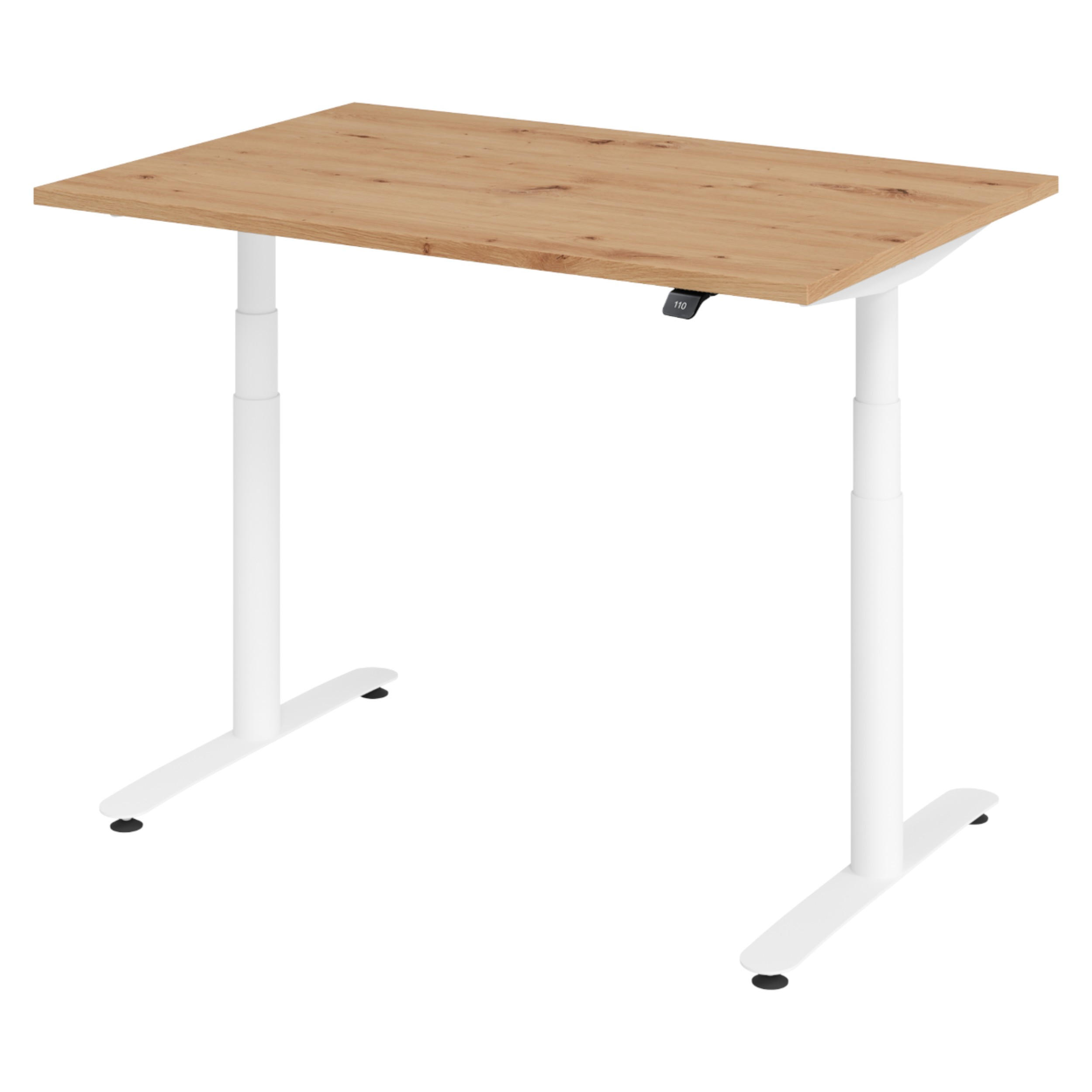 bümö Schreibtisch Wildeiche, Weiß 120x72x80 cm