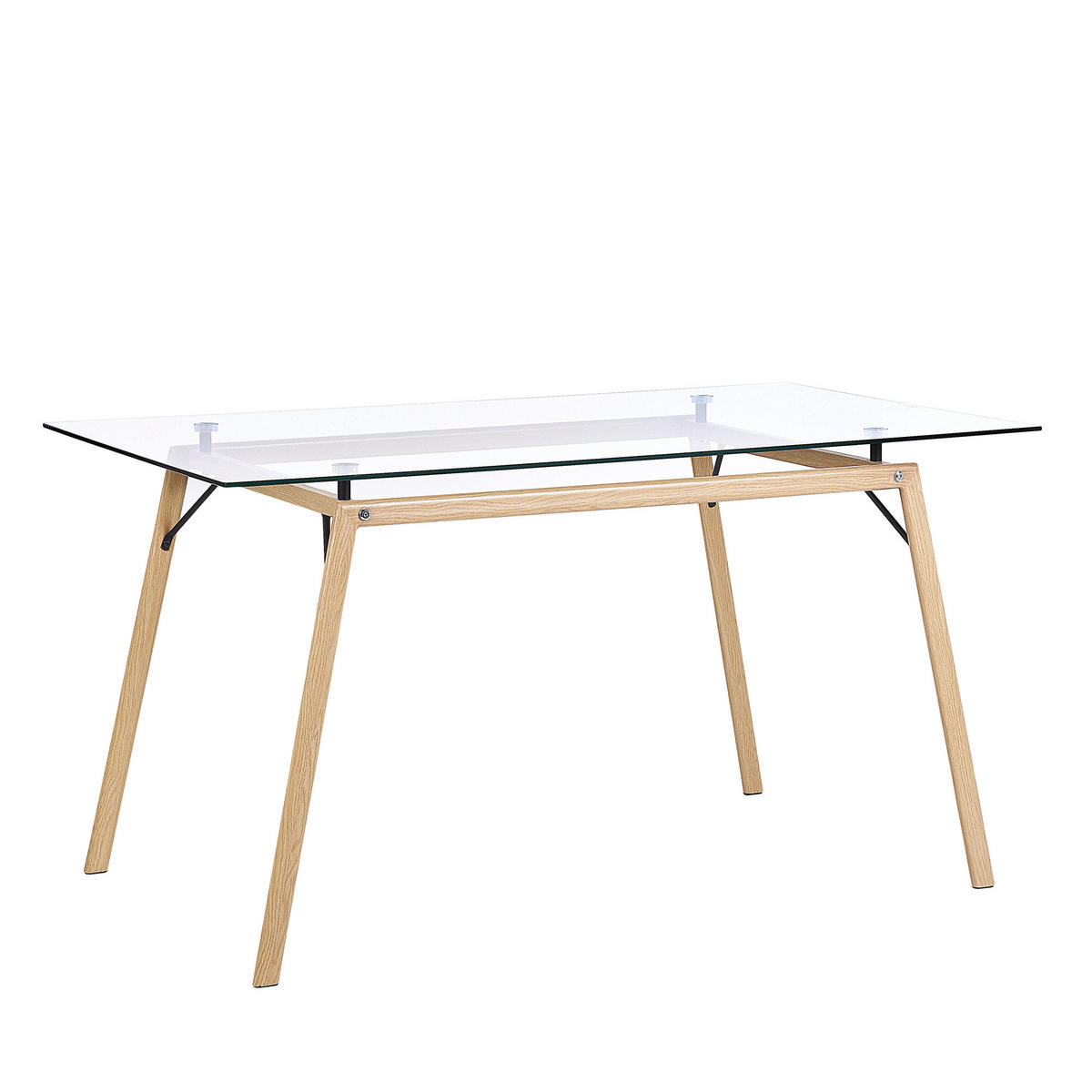 ESSTISCH 140/80/75 cm Transparent, Hellbraun Rechteckig Kamina - Transparent, Glas (140/80/75cm) - Beliani