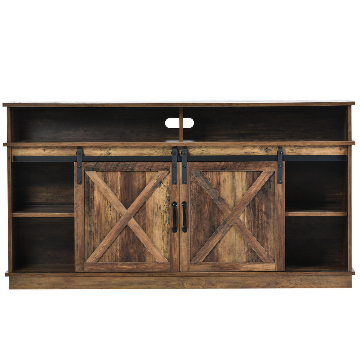 TV-SCHRANK aus Spanplatte 148x40x78 cm Braun mit Schiebetüren und verstellbaren Regalen - Rotbraun, Holzwerkstoff (148/78/40cm) - IVMEU