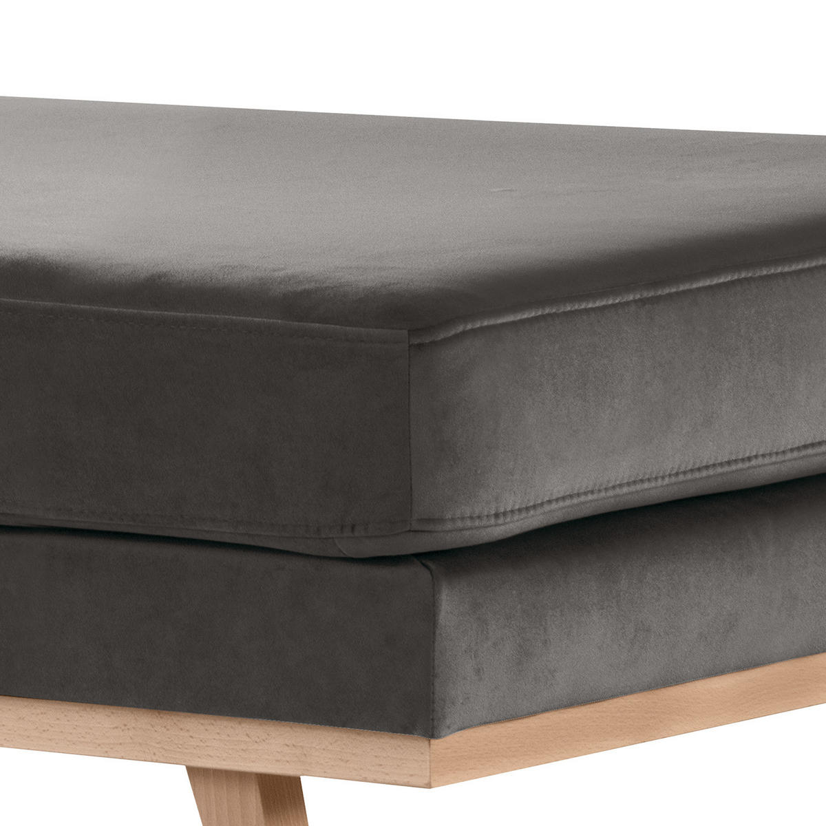 POLSTERHOCKER - Dunkelgrau/Buchefarben, Buchenholz/Textil (85/43/60cm) - home24