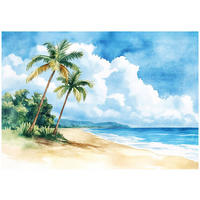 FOTOTAPETE Strand Palmen Blau 416x254 cm - Multicolor, Textil (416/254cm) - Wallarena