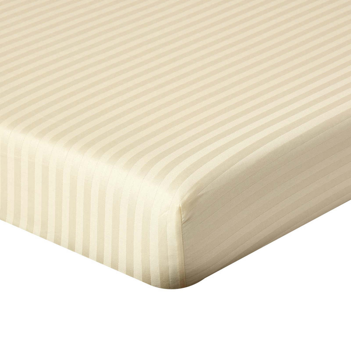 SPANNBETTLAKEN Damast gestreift, 100% Ägyptische Baumwolle - Creme, Textil (90/190cm) - Homescapes