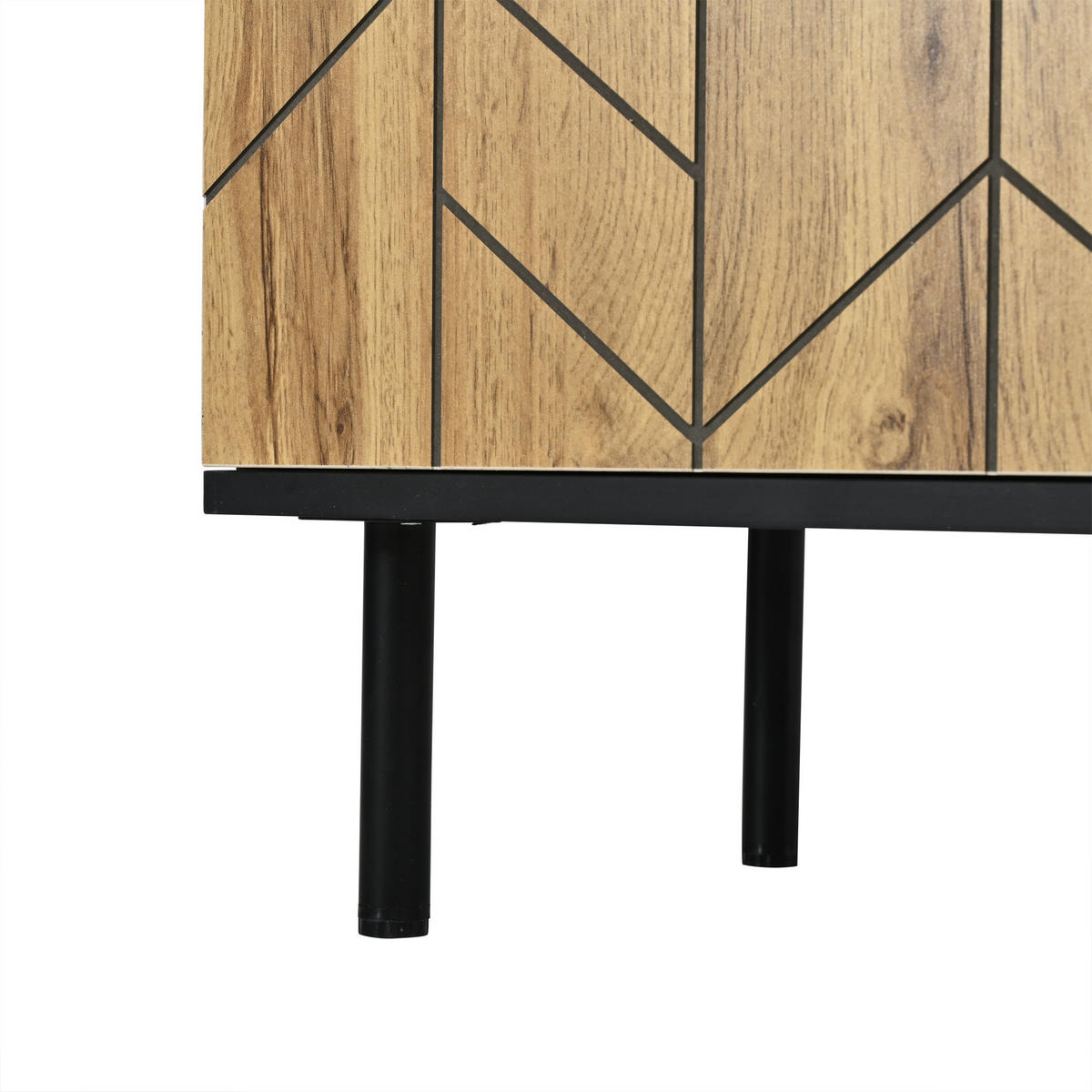 SIDEBOARD 120cm 3 Türen Wellenmuster Naturholz Metallbeine - Naturfarben, Holzwerkstoff (120/70/35cm) - FLIEKS
