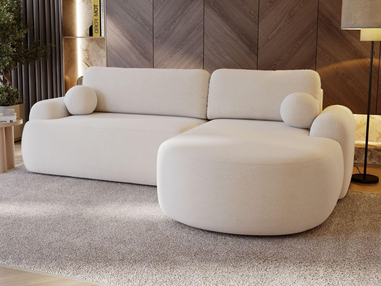 ECKSOFA Aurio weiß Rechts - Weiß, Holz/Textil (261/177cm) - Graingold