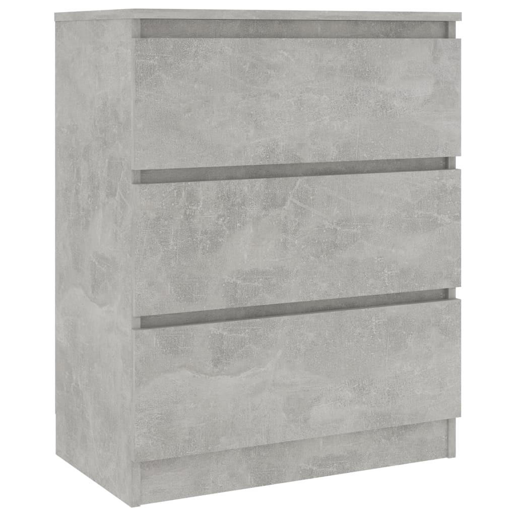 SIDEBOARD mit 3 Schubladen 60/35/76 cm aus Holzwerkstoff Betongrau - Hellgrau/Grau, Holz (60/76/35cm) - vidaXL