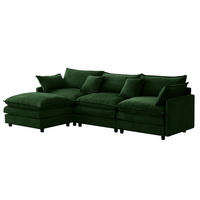 ECKSOFA 267/154/85 cm grün aus Chenille mit Hocker und modularem Design - Grün, Textil (154/267cm) - OKWISH