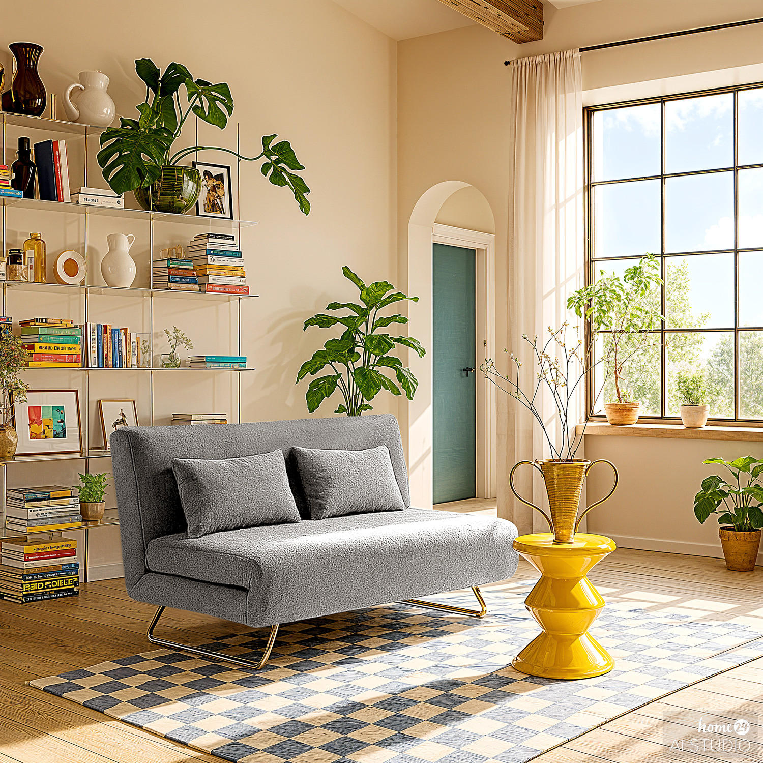 SCHLAFSOFA - Chromfarben/Grau, Textil (130/85/87cm) - home24