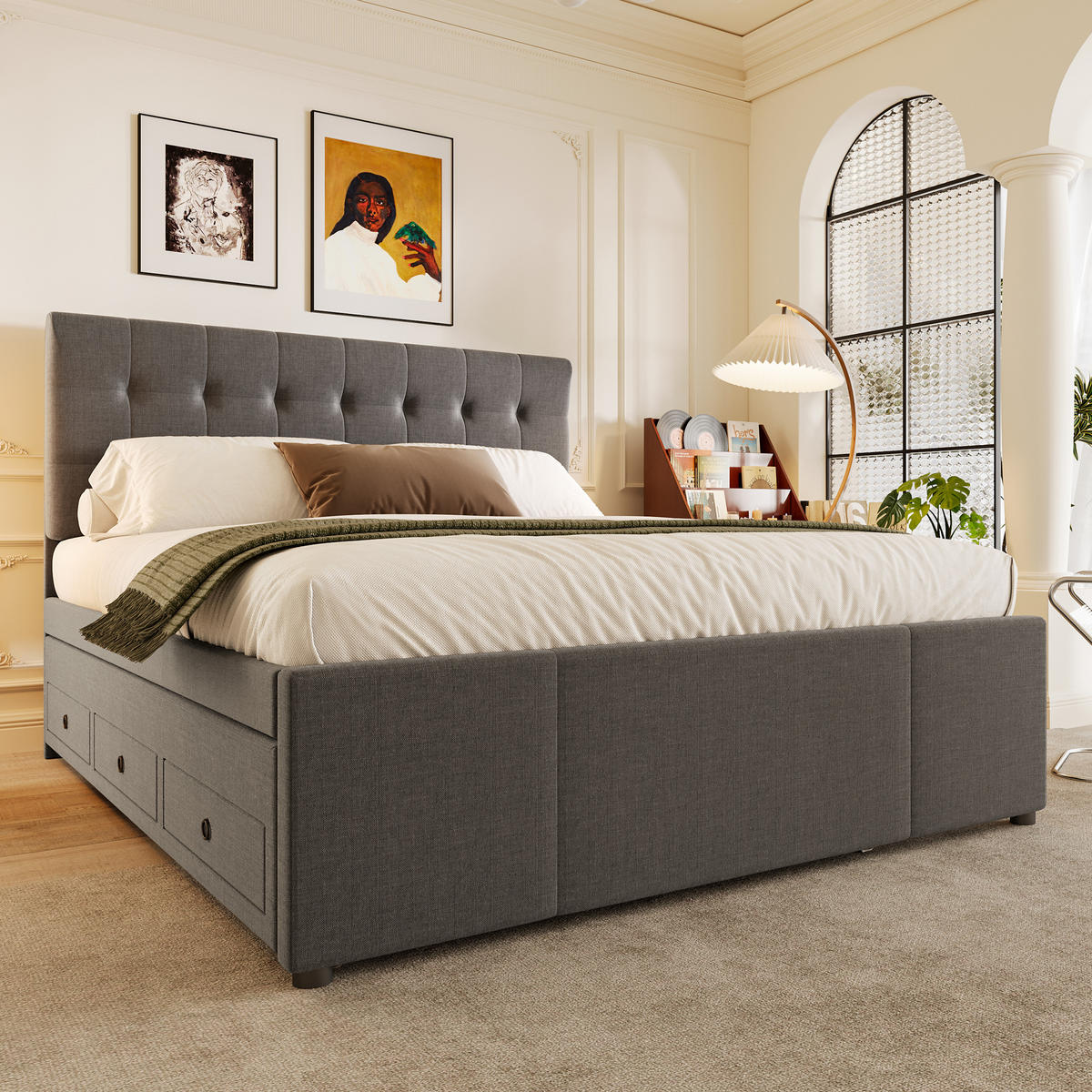 POLSTERBETT 140/200 cm grau mit ausziehbarem Bett und höhenverstellbarem Kopfteil Ohne Matratze - Grau, Textil (140/200cm) - OKWISH