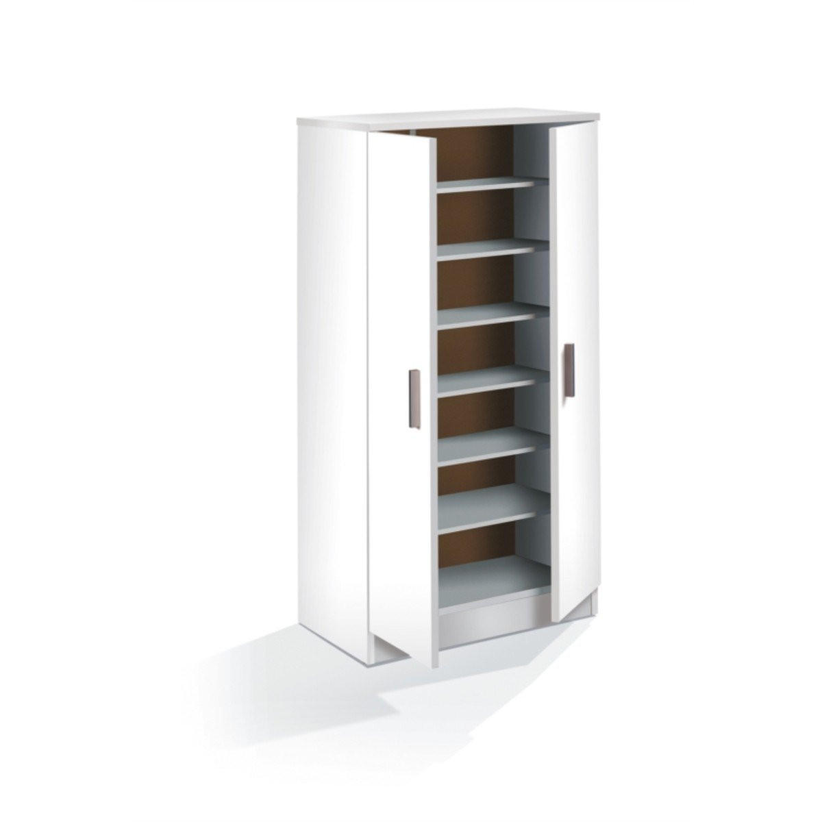 SCHUHSCHRANK 2 Türen (30 Paar) Zapateros - H108cm - Weiß, Holzwerkstoff (36/108/55cm) - Calicosy
