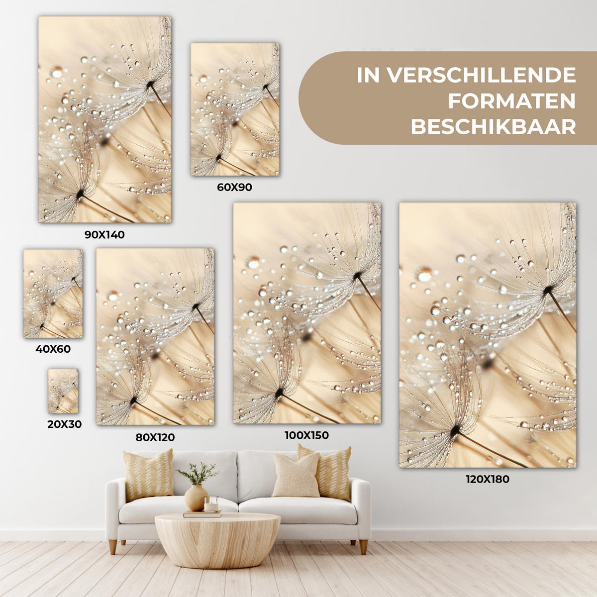 LEINWANDBILD Löwenzahn - Abstrakt - Natur - Beige Wanddeko 40x60 cm - Braun, Textil (40/60cm) - MuchoWow
