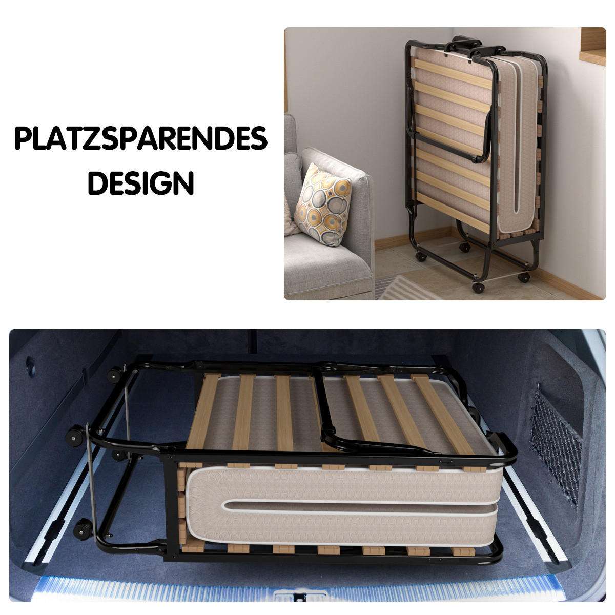 GASTEBETT Beige - Beige, Metall - COSTWAY