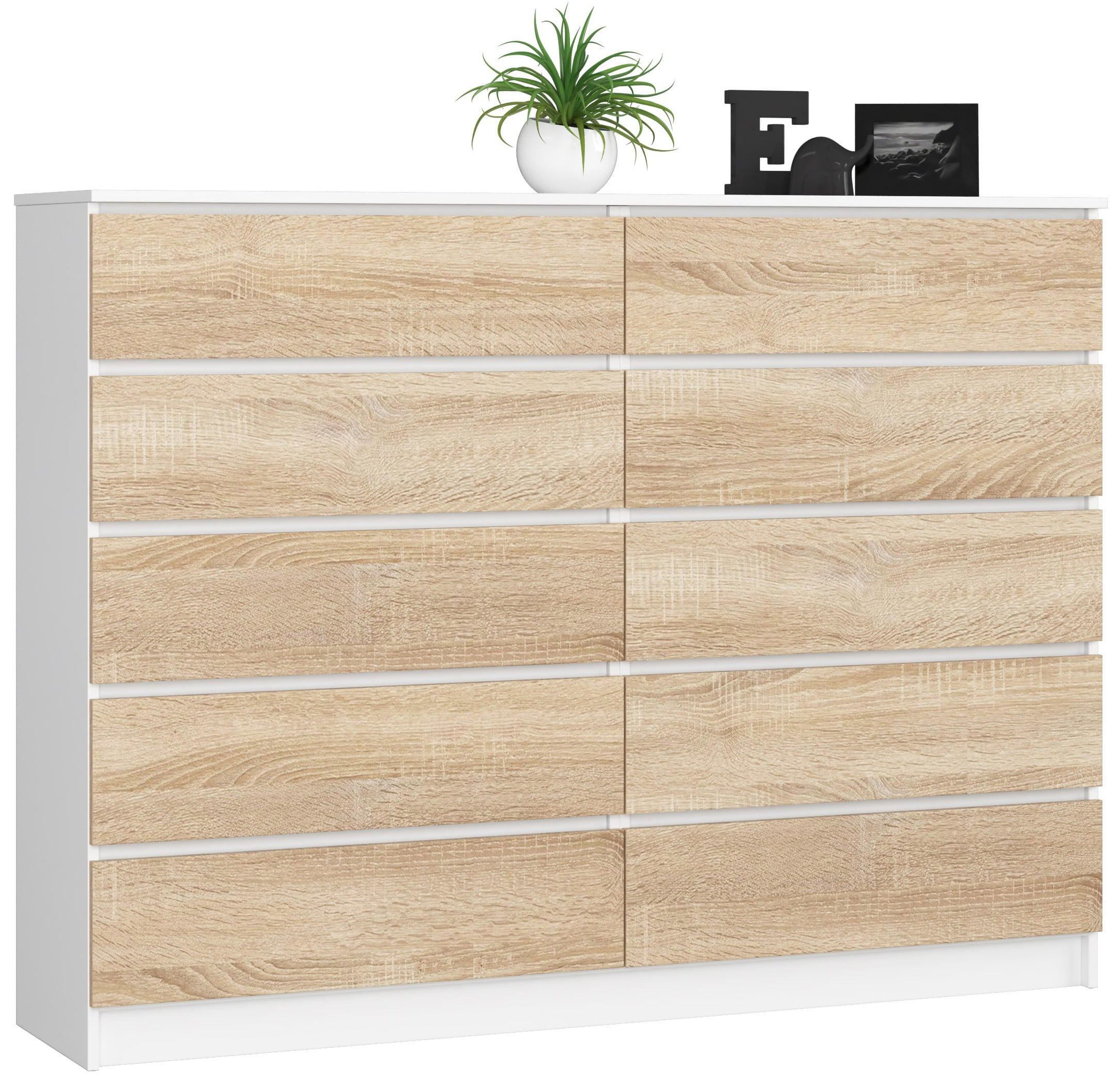 KOMMODE Weiß, Eiche Sonoma 121/160/40 - Weiß, Holzwerkstoff (160/121/40cm) - RAUMHIRSCH FURNITURE