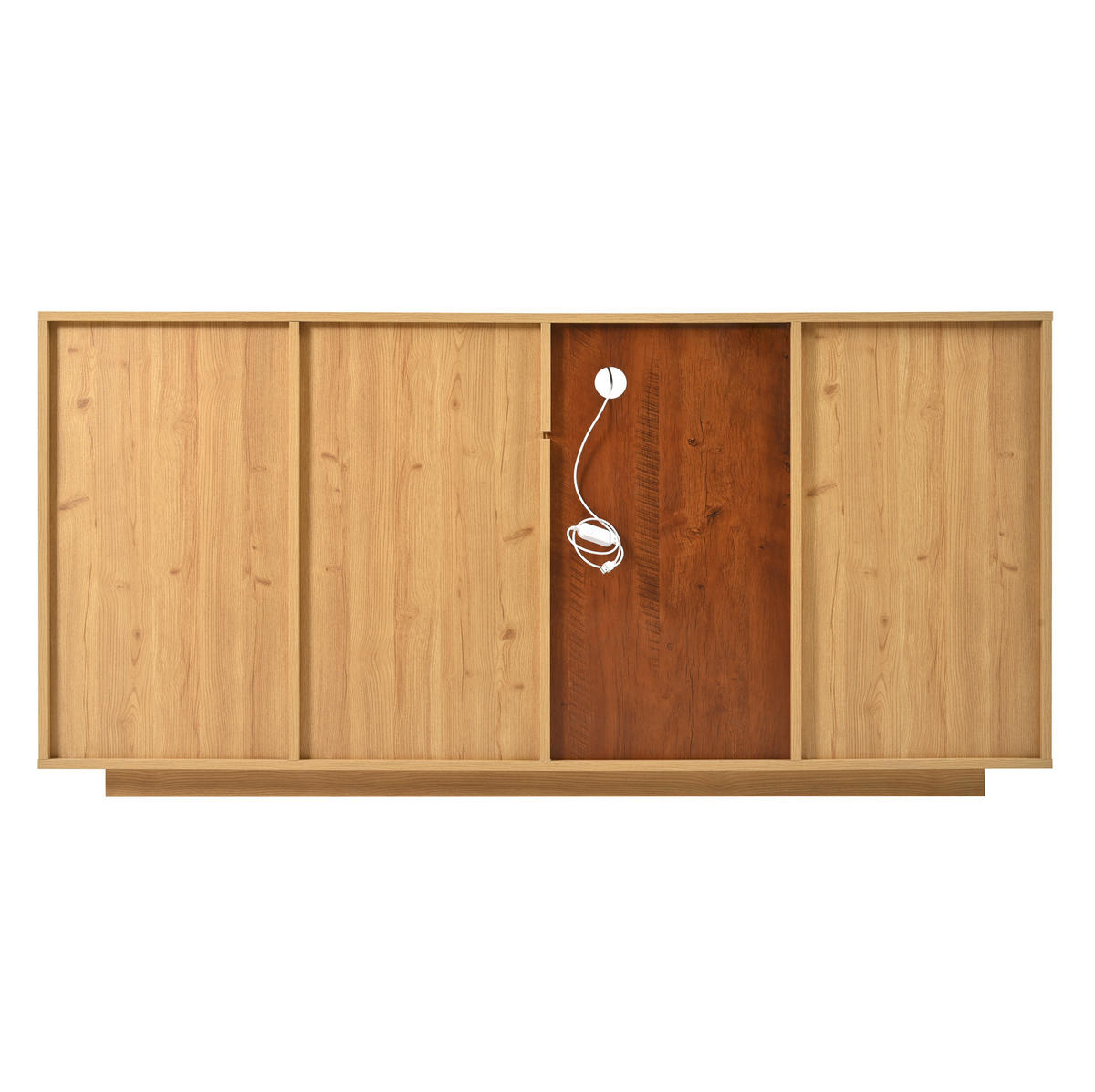 SIDEBOARD 160/40/77 cm Natur/Weiß aus MDF mit LED und 4 Schubladen - Naturfarben, Holzwerkstoff (160/77/40cm) - OKWISH