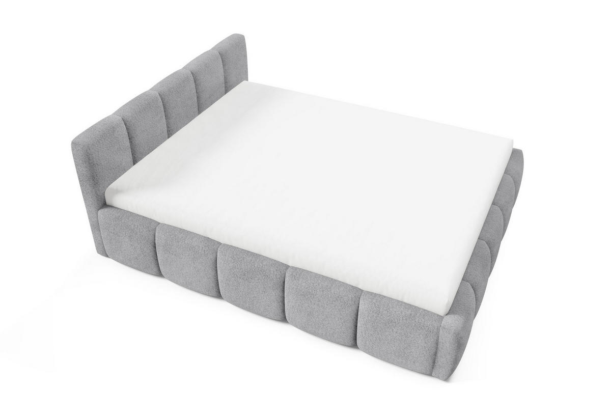 POLSTERBETT QUATTRO, 180x200 cm, Doppelbett mit Bettkasten, Boucle Stoff, Frabe: Grau - Grau, Holz/Kunststoff (180/200cm)