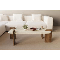 COUCHTISCH Twinkle Travertin Braun Granit Optik 60x120 - Beige/Braun, Holzwerkstoff (60/120/35cm) - moebel17