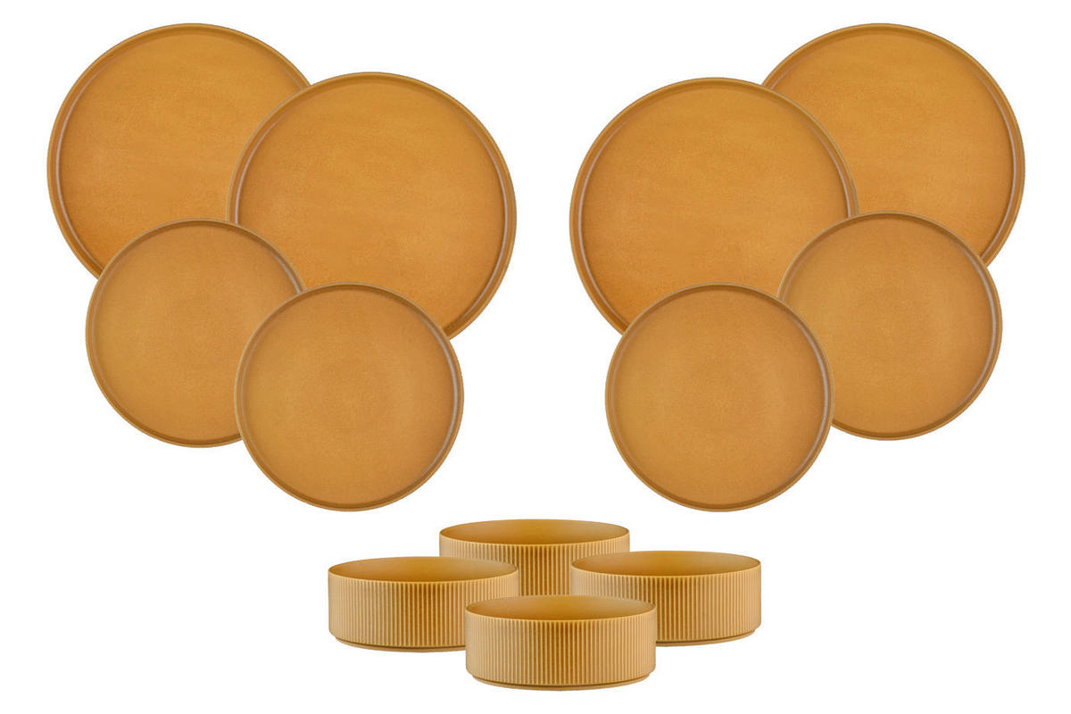 SERVICE Die Essentials Scandi - 12er-Set - Ocre - Gelb, Keramik (1/1/1cm) - Björn