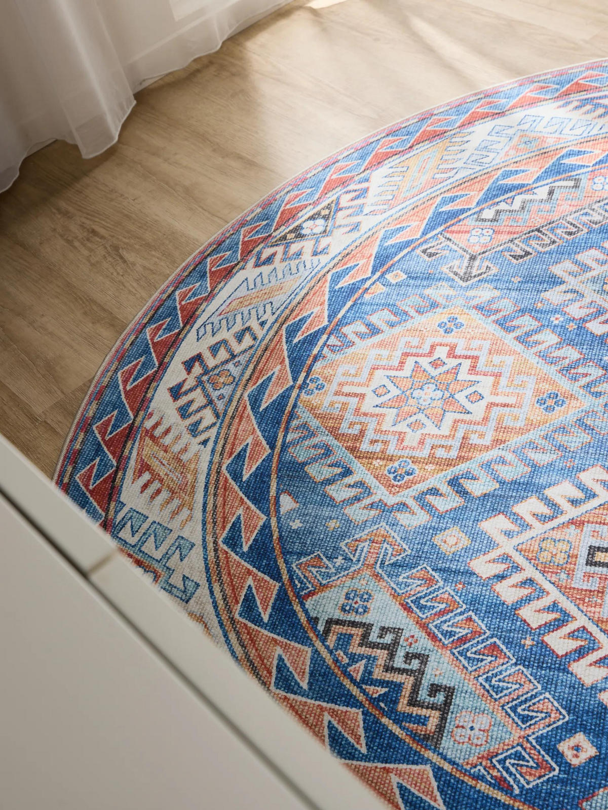 VINTAGE-TEPPICH George waschbar ø 160 cm rund - Blau, Kunststoff (160/160cm) - benuta