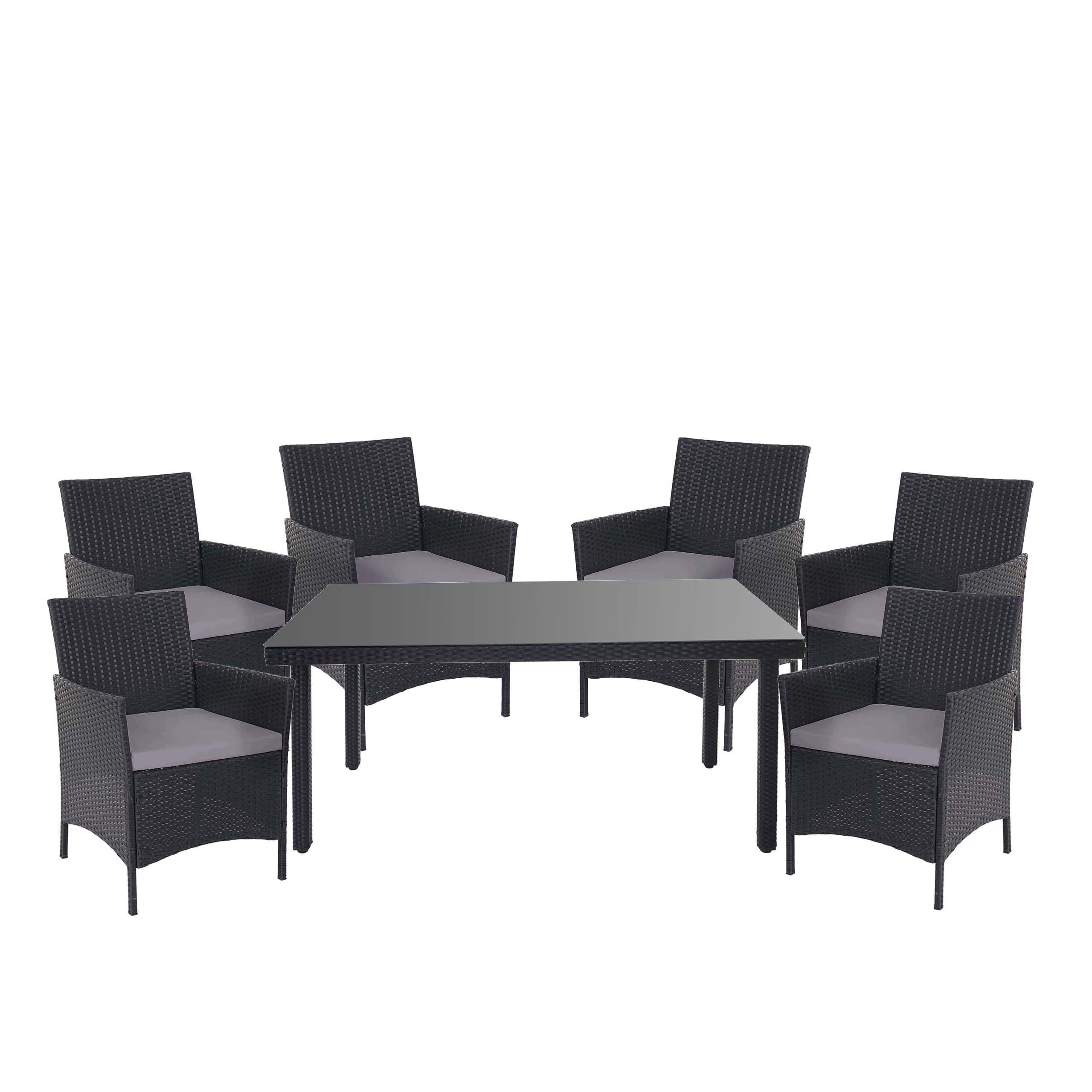 GARTENGARNITUR Polyrattan Anthrazit Kissen Anthrazit - Anthrazit, Metall - PROREGAL