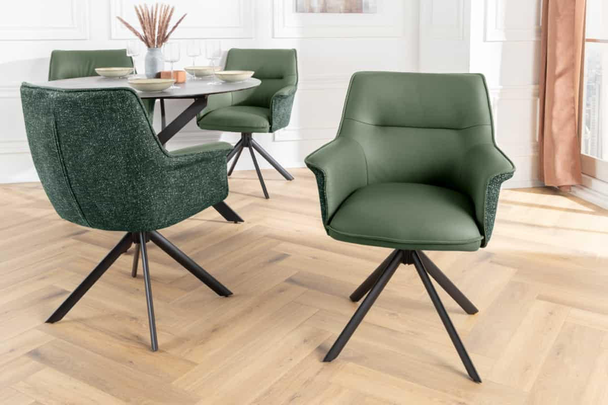 STUHL UNIQUE Chenille Grün 85 cm - Schwarz/Grün, Kunststoff/Textil (66/87/68cm) - riess-ambiente