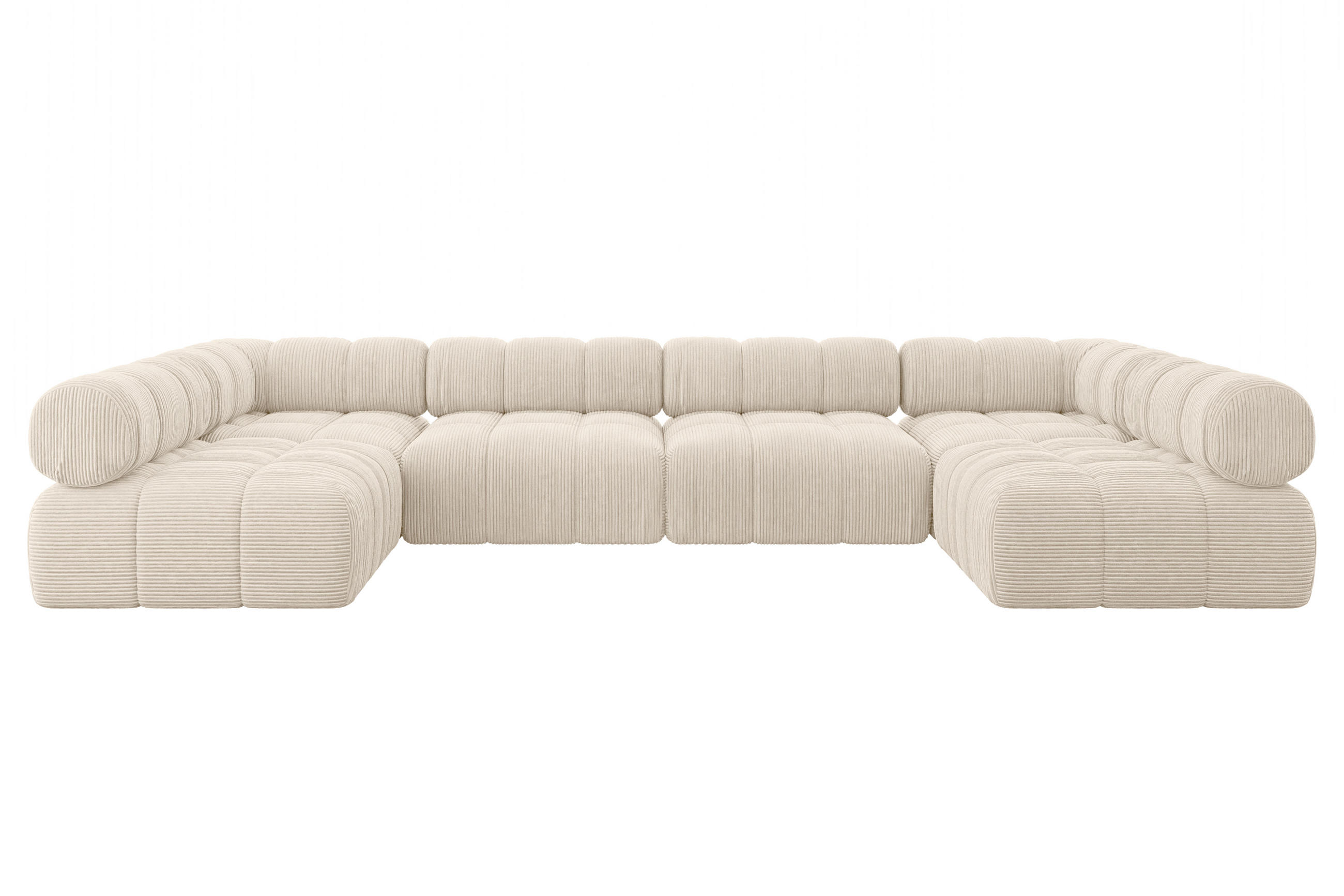 WOHNLANDSCHAFT modulares Sofa Garvo-U2 - 380x190x70 cm Beige Cord - Beige, Holzwerkstoff/Textil (380/70/190cm) - ALTDECOR