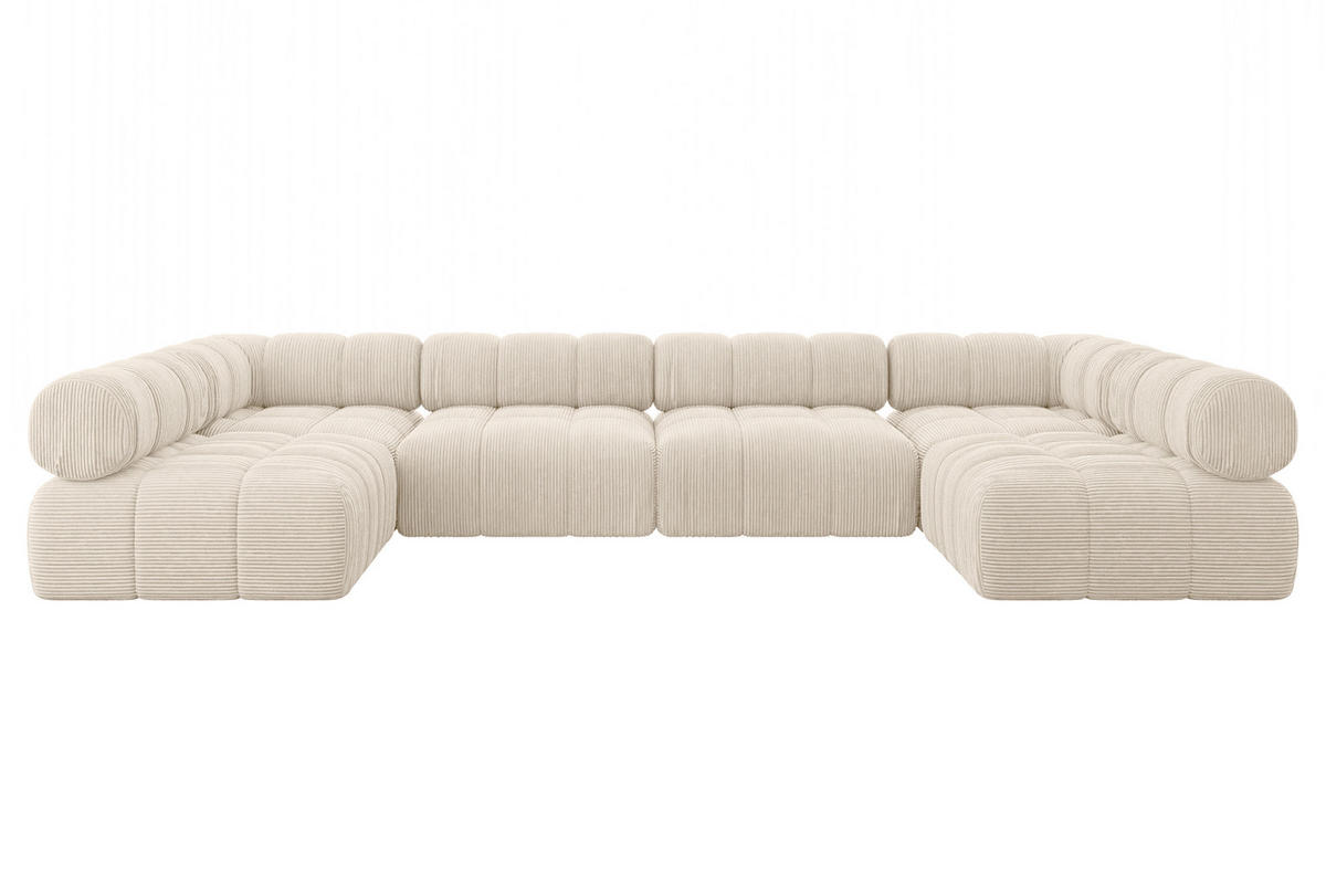 WOHNLANDSCHAFT modulares Sofa Garvo-U2 - 380x190x70 cm Beige Cord - Beige, Holzwerkstoff/Textil (380/70/190cm) - ALTDECOR