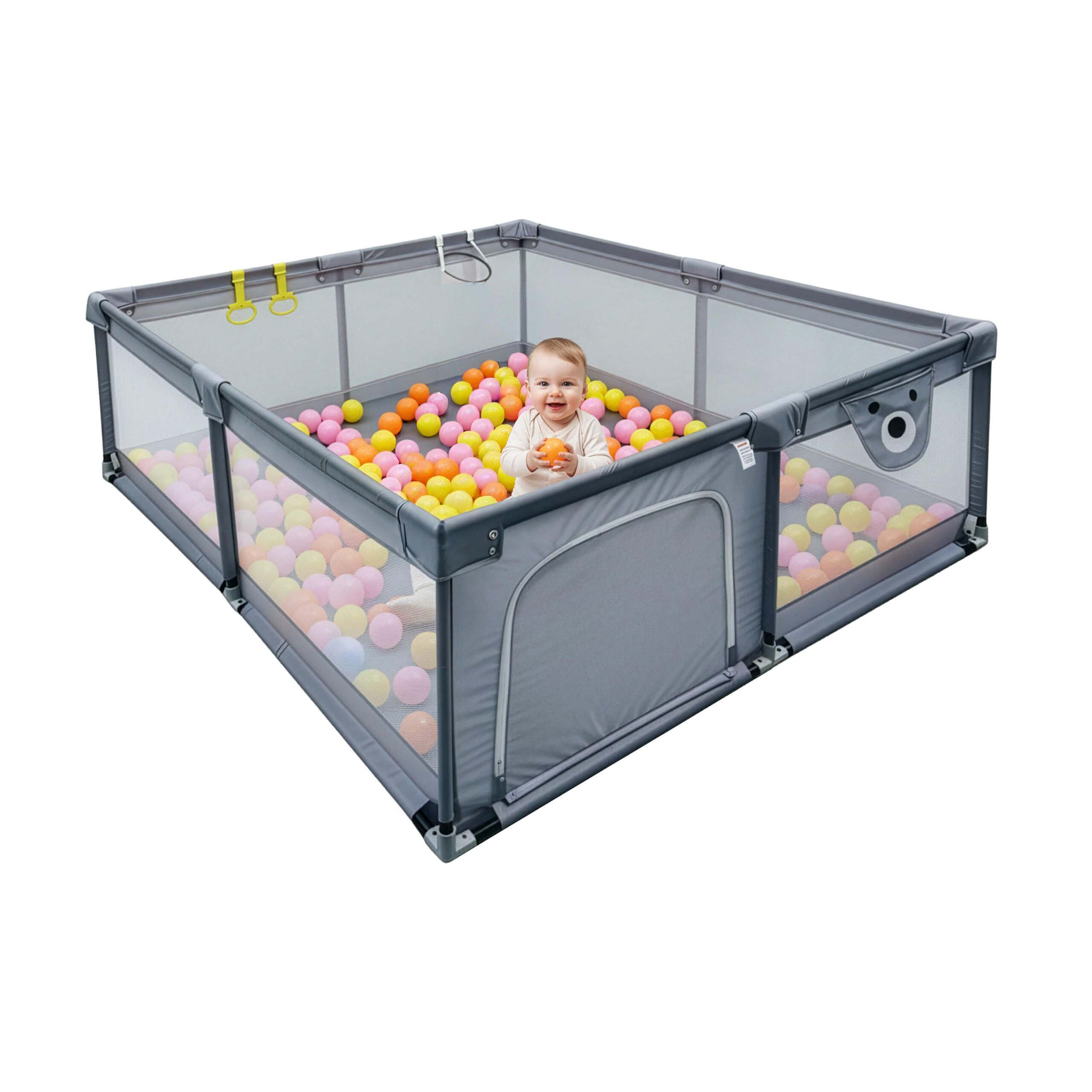 DETSKÝ kútik - sivá, kov/textil (200/65/200cm) - Relaxdays