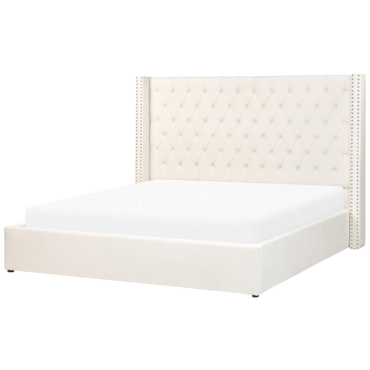 POLSTERBETT 180/200cm Cremeweiß Lubbon - Creme, Textil (180/200cm) - Beliani