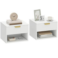 NACHTTISCH Weiß MDF wandhängend mit Schublade 2er-Set - Weiß, Holzwerkstoff (40/29/34cm) - PANGIVO