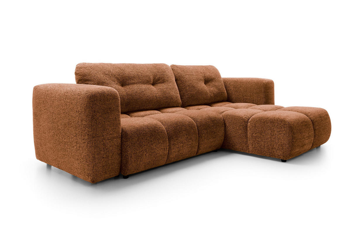ECKSOFA ARTE 02 Orange Chenille mit Schlaffunktion - Orange, Holz (273/176cm) - MASSENO