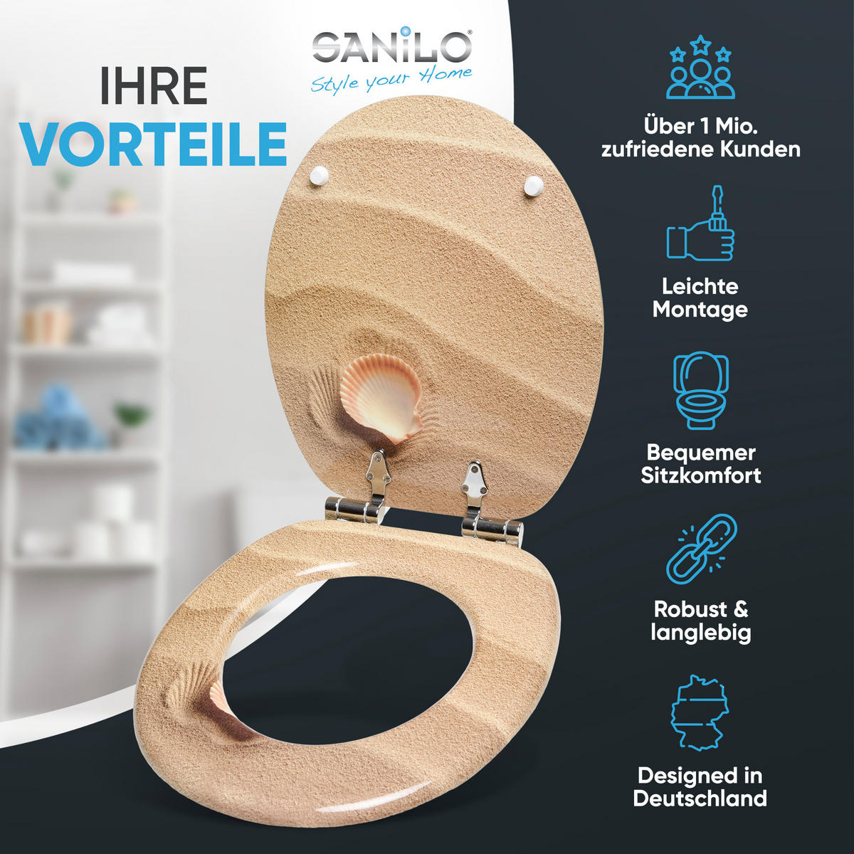 WC-SITZ mit Absenkautomatik Clam - Braun, Holzwerkstoff (38/6/47cm) - Sanilo
