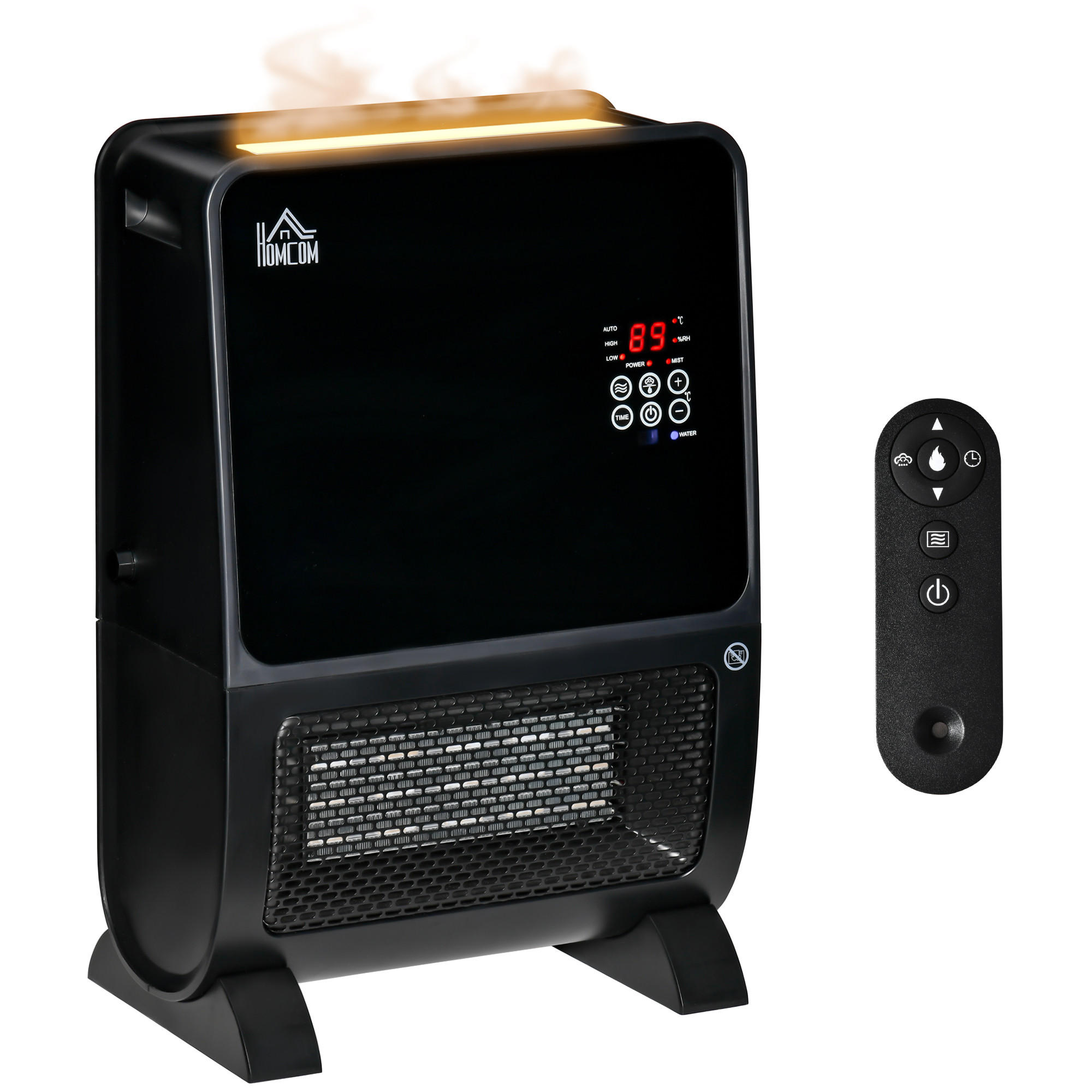 HEIZGERÄT, mit Fernbedienung, 8-Stunden-Timer, 2000W, ABS, Schwarz - Schwarz, Metall (21/49.5/33cm) - HOMCOM