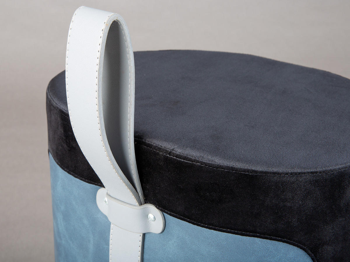 POUF schwarz und blau - Schwarz, Holzwerkstoff (38/43/32cm) - ebuy24