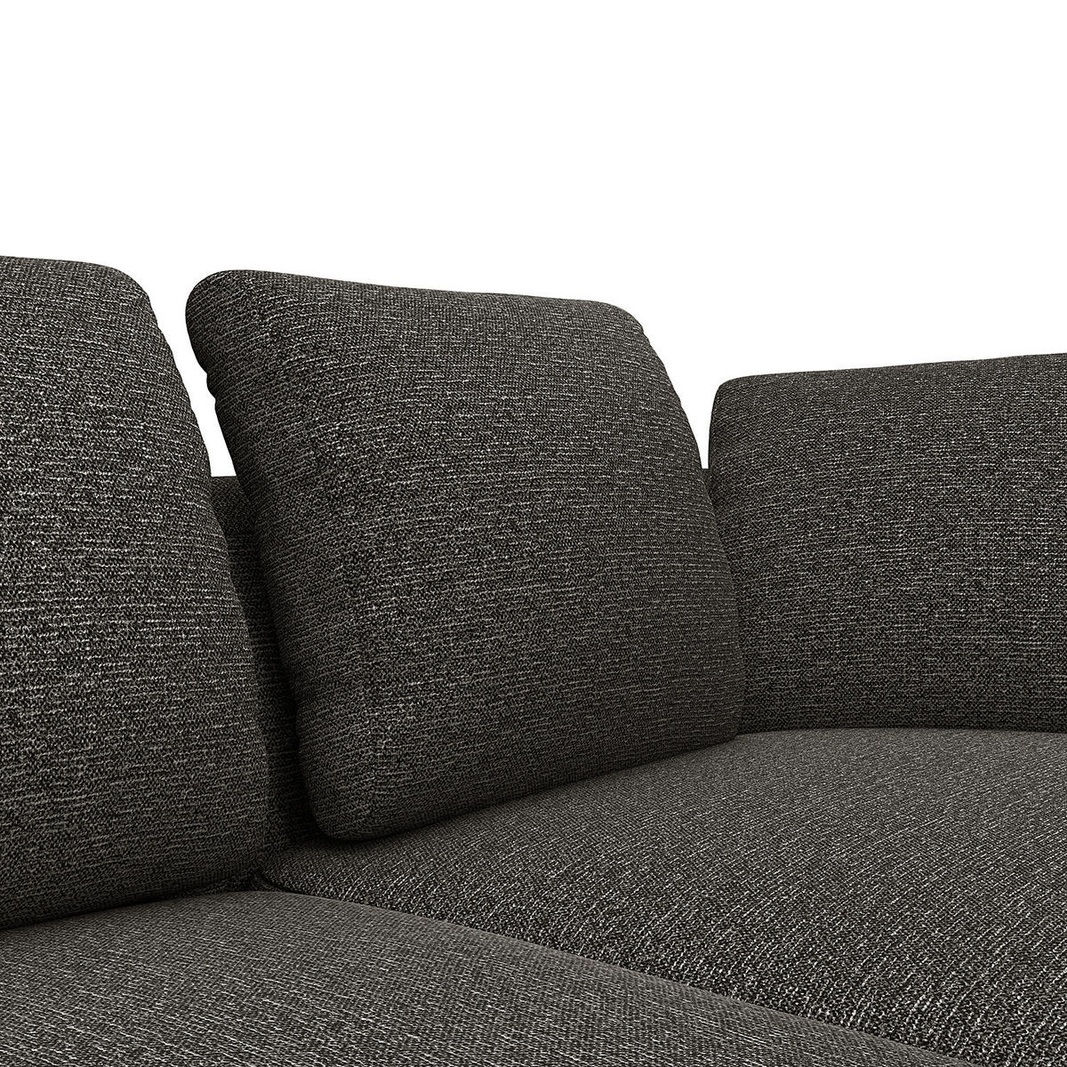 ECKSOFA mit Longchair - Anthrazit/Schwarz, Kunststoff/Textil (276/146cm) - home24