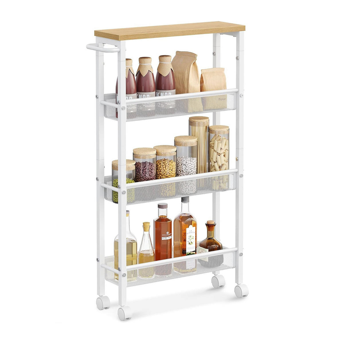 NISCHENWAGEN - Weiß, Holzwerkstoff/Metall (13/77/45cm) - Relaxdays