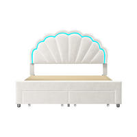 POLSTERBETT Modern mit RGB-LED & Metallschemel 140/200 cm Samt Weiß - Weiß, Textil (140/200cm) - Creahappy